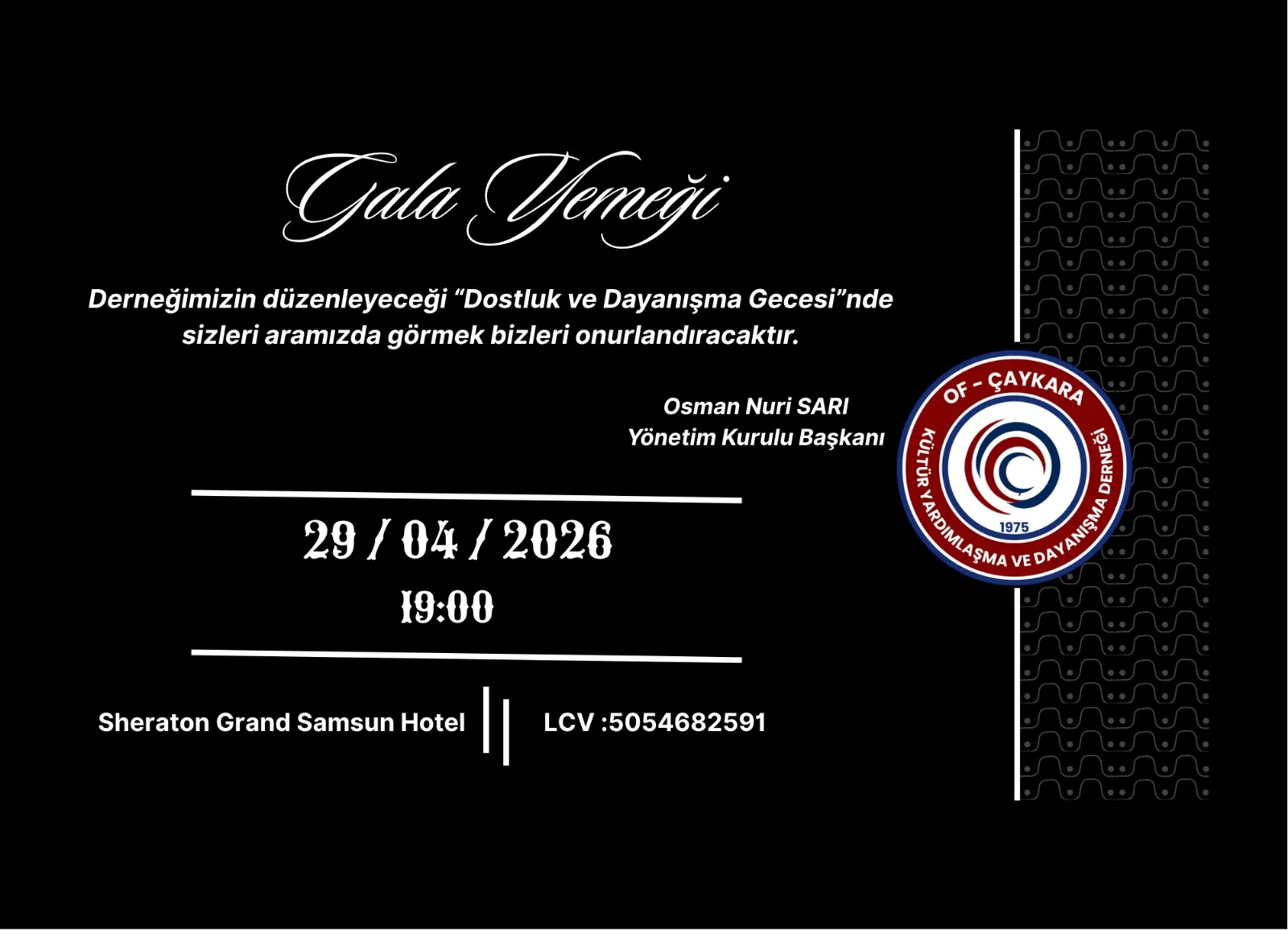 2026 GALA YEMEĞİ DUYURUSU